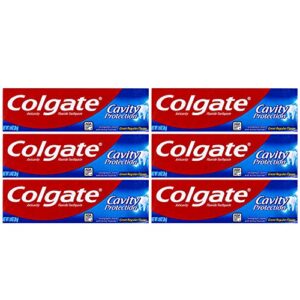 colgate cavity protection toothpaste, creat regular flavor, travel size 1 oz (28g) - pack of 6