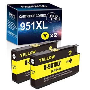 easyprint compatible (2x yellow) 951xl ink cartridges replacement for hp 951xl (high yield) used for officejet pro 251dw/276dw/8100/8600/8610/8620/8630/8640/8650/8660/8615/8616/8625, (total 2-pack)