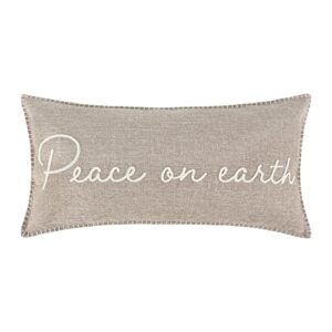 levtex home - winterberry forest - decorative pillow (12x24in.) - peace on earth - taupe and white