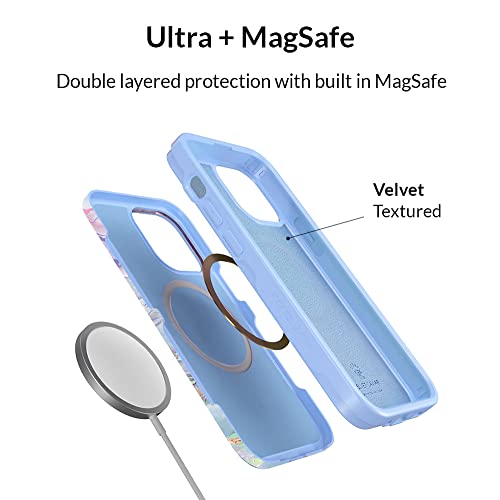 Velvet Caviar Designed for iPhone 14 PRO MAX Case for Woman Women [10ft Drop Tested] Compatible with MagSafe - Cute Magnetic Phone Cover - Protective Microfiber Lining (Holographic Blue Marble)