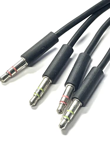 PEGLY Headphone Splitter for Computer CTIA 3.5mm TRRS Female to Dual TRS Male Mic Audio Jack Y Headset Splitter Adapter Cable for PC Laptop to Gaming Headset - 8 inch /20cm Black Pack of 2 Pieces