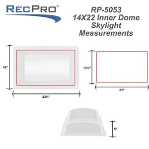 RecPro RV Skylight Inner Dome with Clear Window | 14" x 22" Universal Inner Skylight