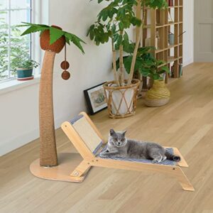 Lechansen Cat Scratching Post,29.5 Inches Tall Cat Scratcher Post with Cat Bed Chair for Indoor Cats,Sisal Rope Scratching Post with Lounge for Adult Cat Kitten