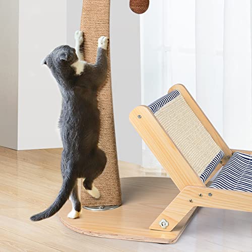 Lechansen Cat Scratching Post,29.5 Inches Tall Cat Scratcher Post with Cat Bed Chair for Indoor Cats,Sisal Rope Scratching Post with Lounge for Adult Cat Kitten