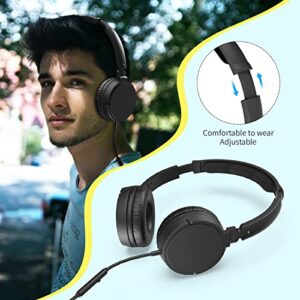 AUOUA Life On Music Headphones with Microphone, Lightweight and Folding Wired 3.5mm Stereo Headsets for Kids Teens, Adjustable Headband Stereo Headset for Computer Ipad Android Phone