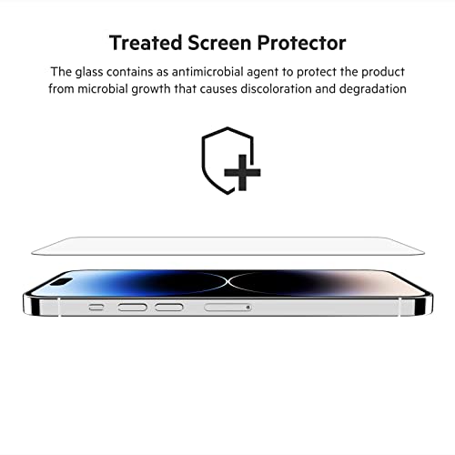 Belkin UltraGlass iPhone 14 Pro Max Screen Protector - Easy Application with Installation Guide Tray - Tempered Glass Screen Protector Compatible with iPhone 14 Pro Max Cases - 9H Hardness Tested