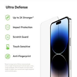 Belkin UltraGlass iPhone 14 Pro Max Screen Protector - Easy Application with Installation Guide Tray - Tempered Glass Screen Protector Compatible with iPhone 14 Pro Max Cases - 9H Hardness Tested