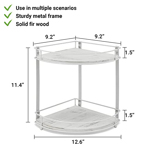 2-Tier Corner Shelf Bathroom Countertop Organizer,Vanity Organizer Cosmetic Holder Perfume Makeup Standing Rack,Kitchen Countertop Spice Rack Organizer Wooden Storage Shelf Under Sink Organizers