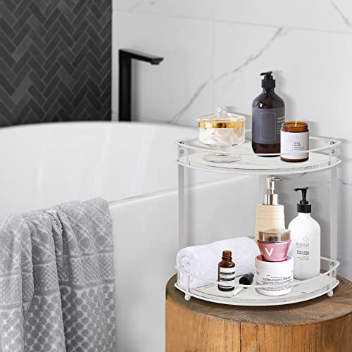 2-Tier Corner Shelf Bathroom Countertop Organizer,Vanity Organizer Cosmetic Holder Perfume Makeup Standing Rack,Kitchen Countertop Spice Rack Organizer Wooden Storage Shelf Under Sink Organizers