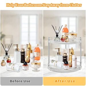 2-Tier Corner Shelf Bathroom Countertop Organizer,Vanity Organizer Cosmetic Holder Perfume Makeup Standing Rack,Kitchen Countertop Spice Rack Organizer Wooden Storage Shelf Under Sink Organizers