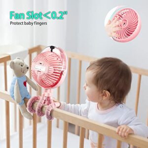 Stroller Fan with Mist, 2500mAh Personal Misting Fan Portable, 3 Speed 270° & 360° Rotatable Mister Fan for Stroller Office Camping Hurricane Outage (Pink)