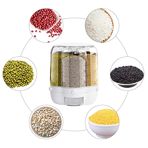 360° Rotatable Cereal Dispenser, One-Click Rice Output, Visible Round Multigrain Tank Cup Dry Rice Container Food Dispenser Sealed Grains Cans Grain Storage Tank for Storage Small Beans(Style 5)