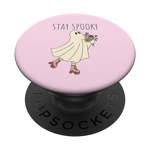 Cute Halloween Rollerskating Ghost Girl Costume Stay Spooky PopSockets Standard PopGrip