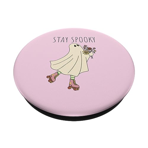 Cute Halloween Rollerskating Ghost Girl Costume Stay Spooky PopSockets Standard PopGrip