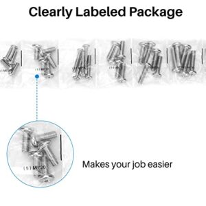 Universal TV Mount Screws, Stainless Steel TV Mounting Hardware Kit Includes M4 M5 M6 M8 TV Bolts, Washers, and Spacers, Fit All Flat and Curved Screen TVs up to 80 inches (105 pcs)