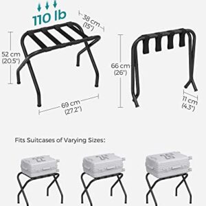 SONGMICS Luggage Rack for Guest Room, Suitcase Stand, Foldable Steel Frame, for Hotel, Bedroom, Holds up to 110 lb, 27.2 x 15 x 20.5 Inches, Black URLR001B01V1