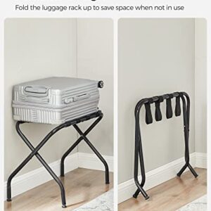 SONGMICS Luggage Rack for Guest Room, Suitcase Stand, Foldable Steel Frame, for Hotel, Bedroom, Holds up to 110 lb, 27.2 x 15 x 20.5 Inches, Black URLR001B01V1