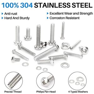 Rust-Free Universal TV Mounting Hardware Kit Includes M4 M5 M6 M8 Stainless Steel Bolts, Washers, and Spacers, Fit All TVs up to 80 inch (125 pcs)