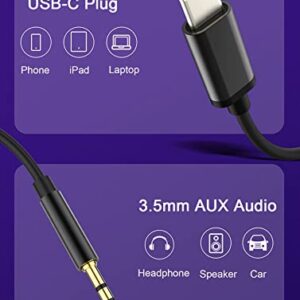 USB C to 3.5mm Audio Adapter Aux Plug Cable USB Type C Aux Cord for Car and Headphones Compatible with Samsung and Other Phones with USB C Ports (3.28Ft) 2 Pack