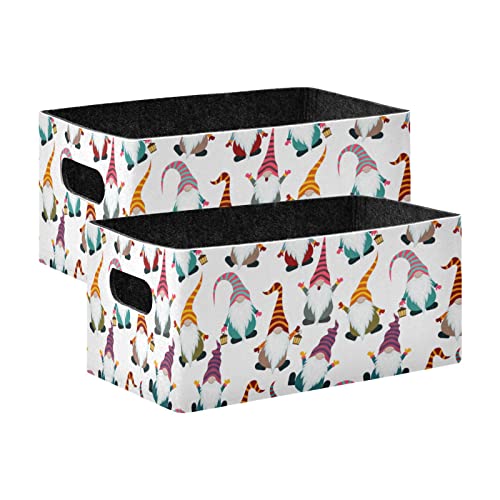 senya Christmas Storage Baskets 2 Pack, Christmas Gnomes Seamless Small Foldable Storage Box for Cosmetic Organizing Decorative Baskets for Shelves, Table, Home