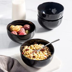 AmorArc Stoneware Cereal Bowls Set for kitchen, 22oz Ceramic Deep Soup Bowls Set of 6, Black Bowls Set for Breakfast, Lunch, Dinner. Microwave&Dishwasher Safe, Black