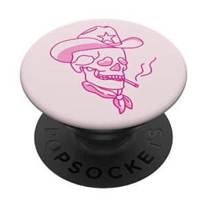 hot pink western cowboy hat skull smoking popsockets swappable popgrip