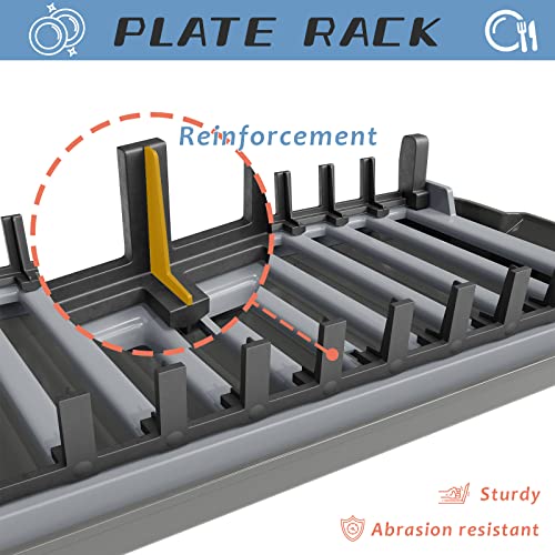 Midyb Dual Part Dish Drying Rack for Kitchen, Multifunctional Draining Rack Holder with Drainboard, Tableware Bowl Saucer Storage System, Household Dish Drainer for Countertop