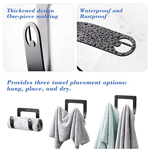 NiHome Musical Notes Shape Metal Towel Holders 2-Pack Towel Rack Traceless Wall Mount Towel Hanger Hooks Rack Holder Heavy-Duty Organizer for Home Bathroom Accessories Bedroom Hanging Yoga Mat (Black)