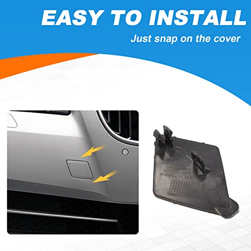 CZShiYue Front Bumper Tow Hook Cover Fit for BMW 5-Series F10 F18 528i 535i 550i Sedan 2011 2012 2013 Towing Eye Cap 51117246868 (Black, Right Passenger Side) Xinpinsai