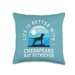 chesapeake bay retriever love pet life better chesapeake bay retriever vintage blue dog mom da throw pillow, 16x16, multicolor