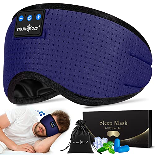 MUSICOZY Sleep Headphones Bluetooth Sports Headband, Wireless Music Sleeping Headphones Sleep Eye Mask Earbuds IPX6 Waterproof for Side Sleepers Workout Running Insomnia Travel Yoga Office, Pack of 2