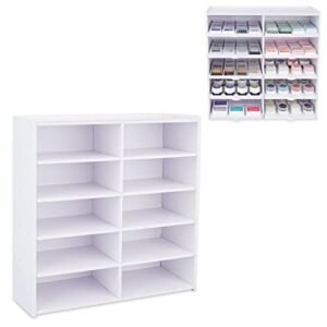 sanfurney 10 slots ink pad tray organizer rack compatible with mini distress ink pad tray, drop ink pad tray, mini archival ink pad tray (trays are not included) stamp pad supplies storage holder