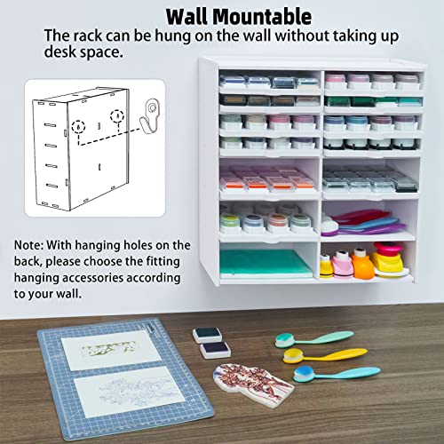 Sanfurney 10 Slots Ink Pad Tray Organizer Rack Compatible with Mini Distress Ink Pad Tray, Drop Ink Pad Tray, Mini Archival Ink Pad Tray (Trays are not Included) Stamp Pad Supplies Storage Holder