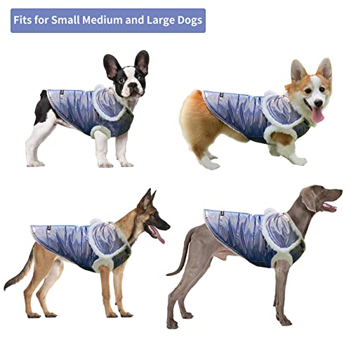 AIITLE Padded Vest Dog Jacket - Windproof Waterproof Cold Weather Dog Coat - Warm Dog Vest Fleece Jacket with Leash Hole - Dog Clothes for Small Medium Large Dogs Boy Girl for Everyday Use Blue XL