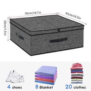 Onlyeasy Fabric Foldable Large Storage Boxes 2 Pack- Bins Cubes Dividers Containers Baskets Cloth Closet Shelf Cubby Bookcase Baby Organizer for Home with 2 Lids, 19.7"x16.5"x7.9", Black, MNALB50P2