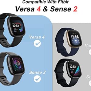 Witzon Compatible with Clear Fitbit Versa 4 Screen Protector/Sense 2 Case Covers, Shorb-Absorbing Soft TPU Replacement Screen Cover, Ultra Thin Bumper Smartwatch Versa 4 Protective Case Women Men