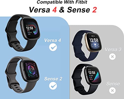 Witzon Compatible with Clear Fitbit Versa 4 Screen Protector/Sense 2 Case Covers, Shorb-Absorbing Soft TPU Replacement Screen Cover, Ultra Thin Bumper Smartwatch Versa 4 Protective Case Women Men