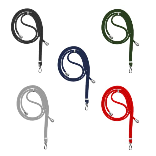 TEC 5 Pieces Universal Cell Phone Lanyards Adjustable Detachable Nylon Neck Crossbody Lanyard Dark Colors (Black, Gray, Navy Blue, Green & Red) 5 Pieces Transparent Card Pads for Most Smartphones