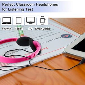 30 Pack Class Set Headphones for Kids School Earphones over Head Bulk Colored Classroom Headphones on Ear Earbuds Adjustable with 3.5 mm Jack for Libraries Students Teens Adults, Individually Wrapped