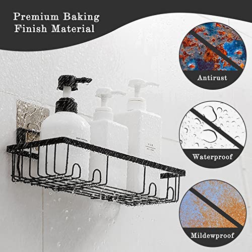 WWW Adhesive Corner Shower Caddy, 4-Pack Adhesive Shower Organizer Shower Shelves No Drilling with 2 Soap Holders for Washroom Bathroom Kitchen