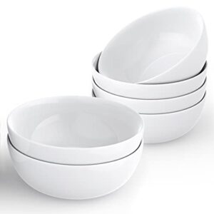 meky cereal bowls, glassware 18oz white salad bowls sets 5.5 inch 6 piece, restaurant, family party and kitchen use, round