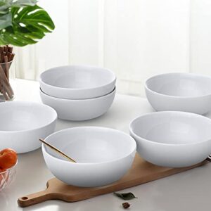 MEKY Cereal Bowls, Glassware 18oz White Salad Bowls Sets 5.5 Inch 6 Piece, Restaurant, Family Party and Kitchen Use, Round