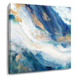 tidoes marbled seascape wall art abstract wall decor for bedroom gold teal wall decor green marble wall decorations ready to hang 13"x13"