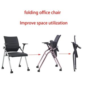 Folding Office Chair,Ergonomic Office Chair with Arms with Padded Seats,Foldable Desk Chair with Wheels,Comfy Home Office Chair PU Leather Padded Seat,Black