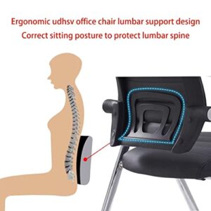 Folding Office Chair,Ergonomic Office Chair with Arms with Padded Seats,Foldable Desk Chair with Wheels,Comfy Home Office Chair PU Leather Padded Seat,Black