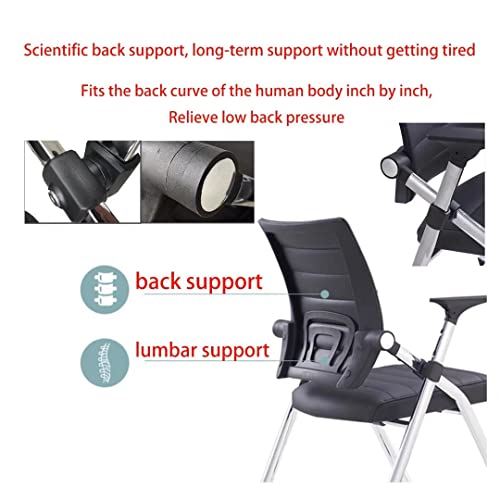 Folding Office Chair,Ergonomic Office Chair with Arms with Padded Seats,Foldable Desk Chair with Wheels,Comfy Home Office Chair PU Leather Padded Seat,Black