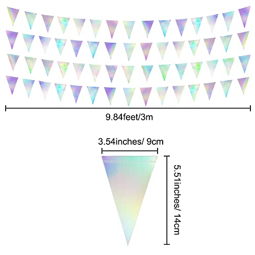 Iridescent Disco Party Decorations Garland, Retro 70s Triangle Streamers, Holographic Hanging Dancing Decor Backdrop, Sparkle Birthday Bachelorette Mermaid Unicorn Theme Party Supplies