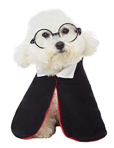 Impoosy Dog Halloween Costume Pet Wizard Hat Cat Soft Clothes Funny Puppy Halloween Cosplay Shirts with Glasses (XL)