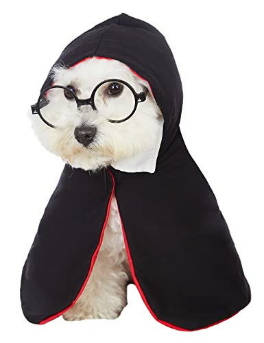 Impoosy Dog Halloween Costume Pet Wizard Hat Cat Soft Clothes Funny Puppy Halloween Cosplay Shirts with Glasses (XL)