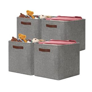 consmos 4-pack 13 inch large fabric storage bins storage basket for shelves (13"x13"x13"-4pack, gray)